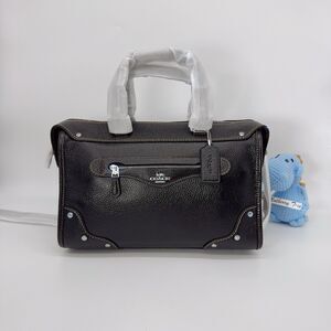 COACH CE636 Millie Leather Satchel Black Silver Crossbody Handbag Purse NWT $550